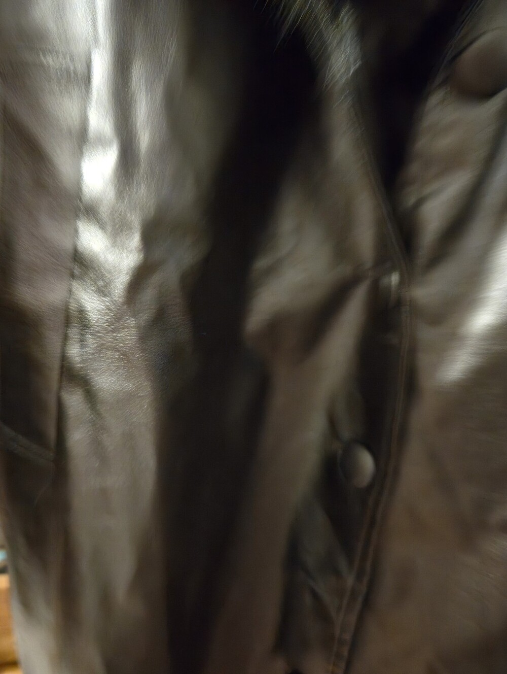 Black Faux Fur Trim Faux47 Inches Long Leather Long Coat - Women - Picture 4 of 5